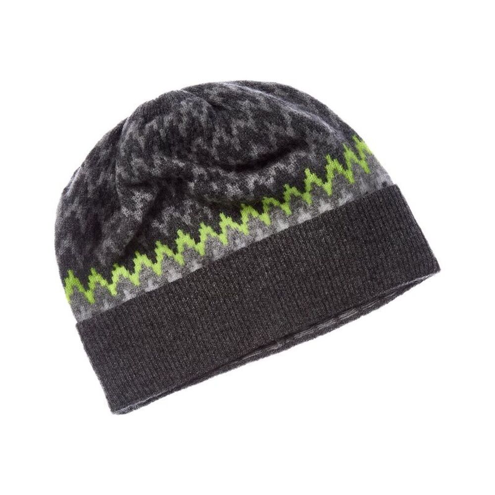 Brodie Cashmere Fairisle Cashmere Beanie, Grey